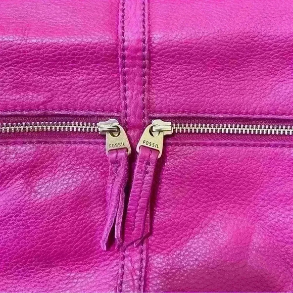 Fossil Women's Medium Burgundy Leather Designer Cross Body Bag Multiple Pockets - Picture 8 of 12